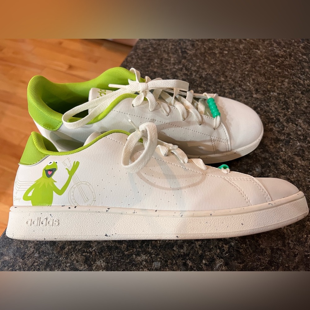 Adidas Kermit the Frog shoes. Worn twice, excellent condition. Beads added.